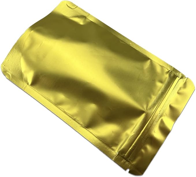 PABCK 50 Pieces 3.35x5.1 inch (Inside Size 2.95x3.15 inch) Stand-Up Resealable Heat Seal Bags 3.55mil Thick Frosted Gold Foil Sealed Bags for Zip Packaging Lock Food Storage Pouch