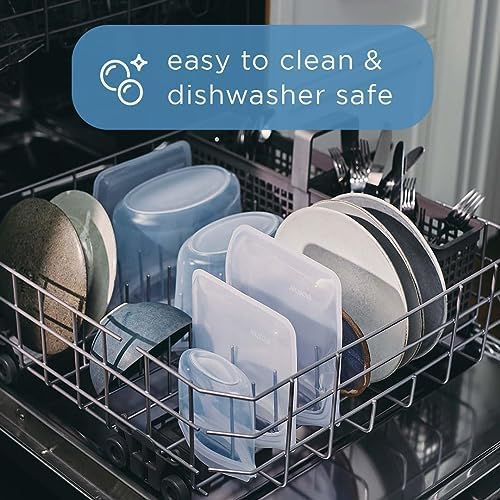 Stasher Premium Silicone Reusable Food Storage Bags 4-Pack Boxed Starter Kit, Clear, Microwave, Sous Vide, Dishwasher, Oven & Freezer Safe, Multi-Use Containers, BPA Free, Leak-free, Eco-friendly