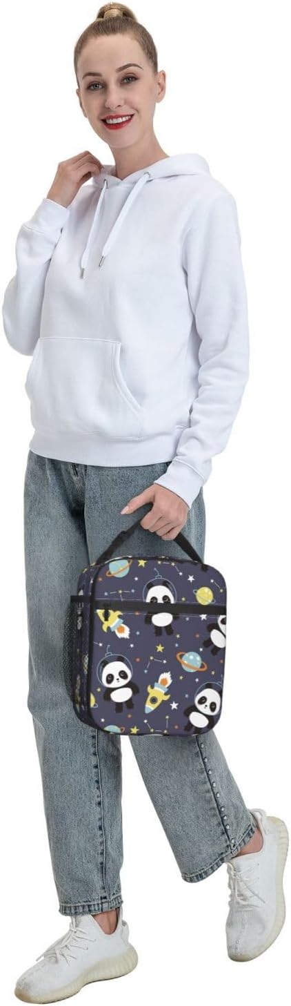 Insulated Lunch Box for Girls & Women - Kids Panda Lunch Box for Work, Picnic, School, Travel, Hiking, Beach or Fishing - Polyester Panda Lunch Bag