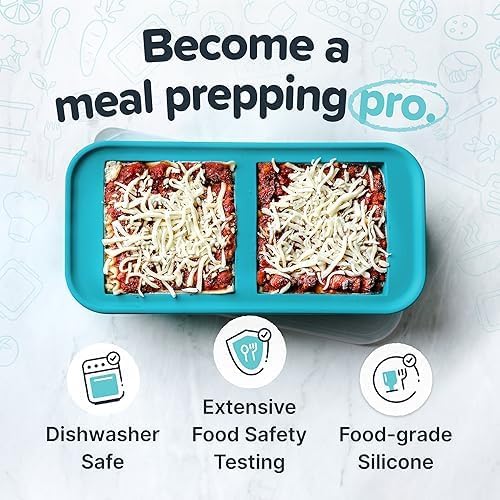 Souper Cubes 2 Cup Silicone Freezer Tray with Lids, Perfect for Storing Lasagna, Leftovers, Sauces, Portioned Meals and More, Silicone Soup Freezer Molds for Meal Prepping - Aqua - 2-Pack