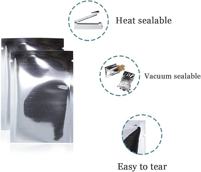 PABCK 500 Pack 2.75x3.9 inch (Inside Size 2.3x3.5 inch) Silver Foil Pouch Heat Seal Bulk Food Storage Bags Vacuum Sealer Wrapping