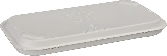 ECO PRODUCTS Compostable Vanguard 13"x7" Pizza Clamshell To Go Containers, Case of 200, Flatbread Take Out Food Box, White Renewable Molded Fiber, No-Added PFAS, ASTM Compliant, BPI-Certified