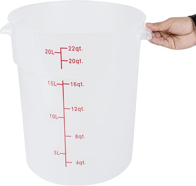 Restaurantware-Met Lux 22 Quart Food Storage Container, 1 Translucent Storage Container - Lids Sold Separately, Red Volume Markers, Dishwashable Container, Side Handles, For Storing Foods