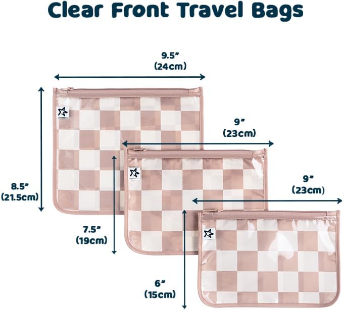 Tiny Twinkle Mess-Proof Travel Bags | TSA Airline Compliant, Zipper Closure, Clear Front Pouch, Diaper Bag Packing, Toiletry or Makeup Cosmetics Organizer
