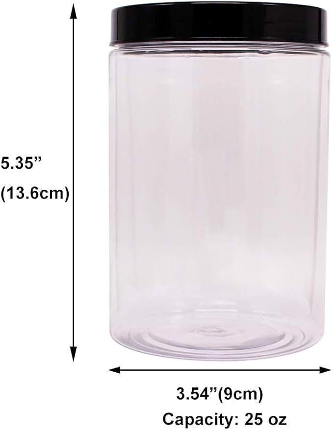8 Pack 25 oz Plastic Jars With Lids, Extra Labels, 1 Pen, Clear PET Seal Jar for Food Storage,Wide Opening Storage jar For Dry Food, Peanut, Powder, Kitchen & Craft Storage