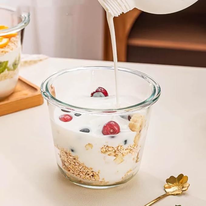 24 Oz Glass Food Storage Container, 3 Cup Glass Soup Container with Airtight Lids, Round Meal Prep Containers, Leakproof Soup Storage Container, DishwasherMicrowave & Freezer Safe (4 Pack)
