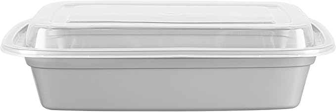 Restaurantware Asporto 24 Ounce Take Out Containers, 100 Food Containers With Lids - Microwavable, Disposable, Silver Plastic To Go Food Containers, No BPA, For Take Out And Delivery
