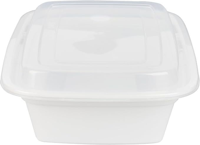 Restaurantware Asporto 38 Ounce Take Out Containers, 50 Food Containers With Lids - Microwavable, Disposable, White Plastic To Go Food Containers, No BPA, For Take Out And Delivery