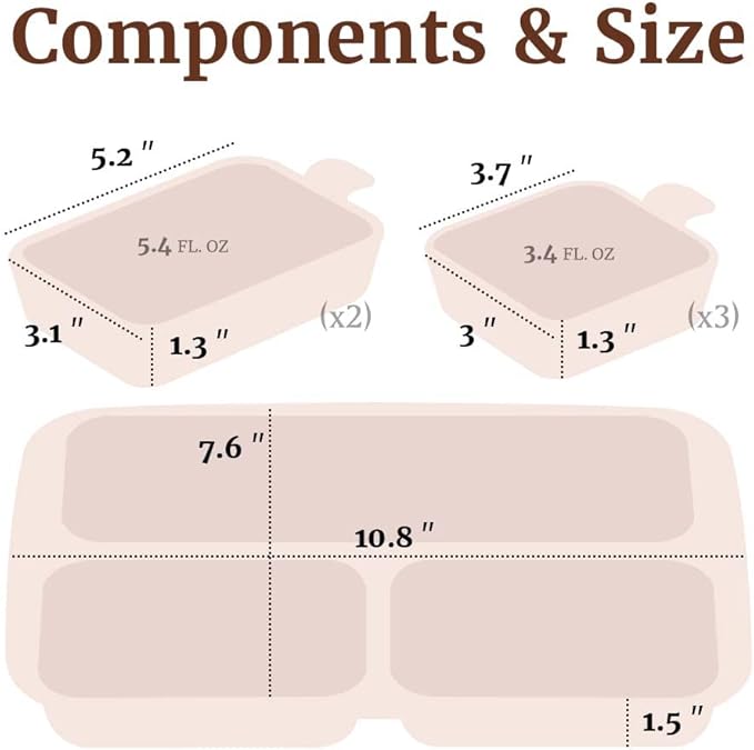 NESTIQUE Diet Portion Control Plate| Food Portion Containers & Divided Plates for Adults | Reusable & Microwavable Plates with Dividers |Silicon Portion Control Containers for Weight Loss Vanilla Pink