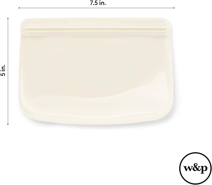 W&P Porter Silicone Reusable Storage Bag, Sandwich (10oz Flat), Charcoal, Food Storage Container, Microwave and Dishwasher Safe, Easy Cleaning