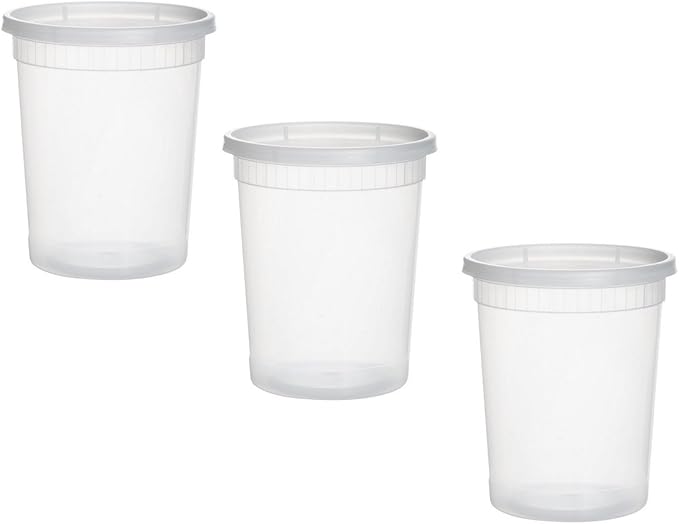 Mr Miracle Deli Containers with Lids - 12 Pack of 32 oz Clear Airtight Reusable Plastic Food and Multi-Purpose Containers - Microwave, Freezer, and Dishwasher Safe