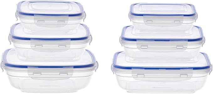 Superio Plastic Food Storage Container Set, BPA Free, Sealed Containers with Airtight Lids for Pnatry, Cupboard, and Fridge- Microwave and Dishwasher Safe (10) (6 Pack)