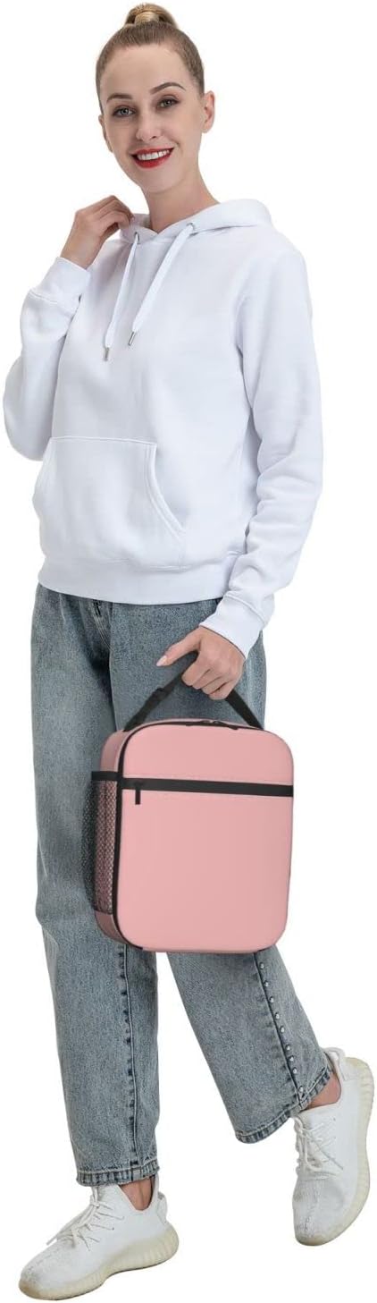 Pink Lunch Bag for Girls Kids Women Washable Thremal Picnic Meal Box for School Office Insulated Cooler Reusable Portable