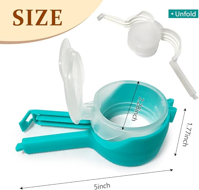 4pcs Bag Clip with Pour Spout, Seal and Pour Bag Clip, Snack Clips that Pour, Food Storage Bag Sealing Clip, Durable Plastic Clips for Food Storage (Round, Single Size)