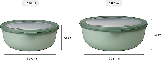 Mepal Cirqula 76oz/2,250ml Multi Food Storage & Shallow Serving Bowl with Transparent Lids | Perfect for Food Prep | Microwave & Dishwasher Safe | Nordic Denim | Made in Holland