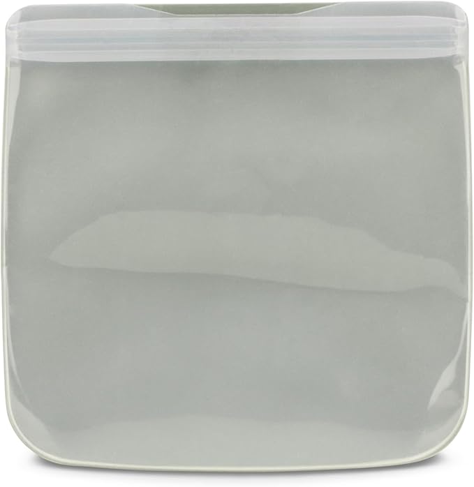 W&P Porter Silicone Reusable Storage Bag, Sandwich (34oz Flat), Sage, Food Storage Container, Microwave and Dishwasher Safe, Easy Cleaning
