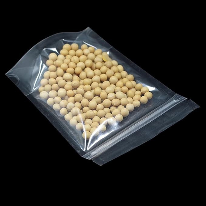 PABCK 100 Pack (Inside Size 3.15x2.87 inch) Clear Resealable Stand Up Bags Heat Seal Zipper Lock Reusable Storage Pouches for Zip Food Storage Lock Packaging with Tear Notches