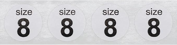 Shoe Size 8 White Stickers - 3/4 Inch Round, 500 Semi-Gloss Adhesive Labels Per Roll for Retail, Footwear Inventory, and Organization - Made in The USA