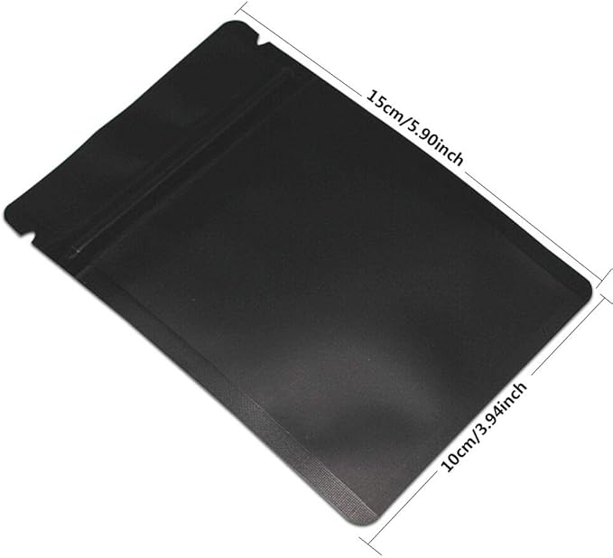 100 Pieces Mylar Bags - 4x6 Inches Mylar Food Storage Bags Resealable Foil Pouch Bags Stand Up Airtight Ziplock Bag Bulk (Matte Black)