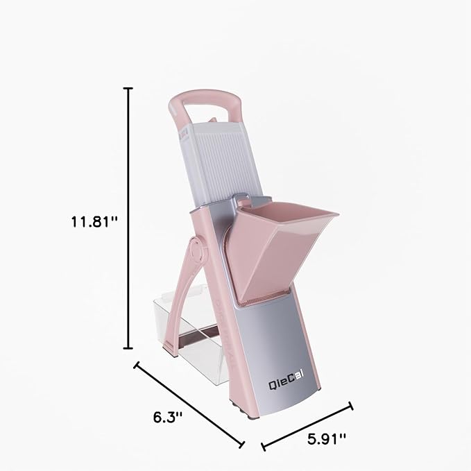 Mandoline Slicer for Kitchen,Bigger Entrance Vegetable Potato Slicer Chopper,Strips Julienne Dicer Adjustable Thickness for Kitench Fast Meal Prep-Pink