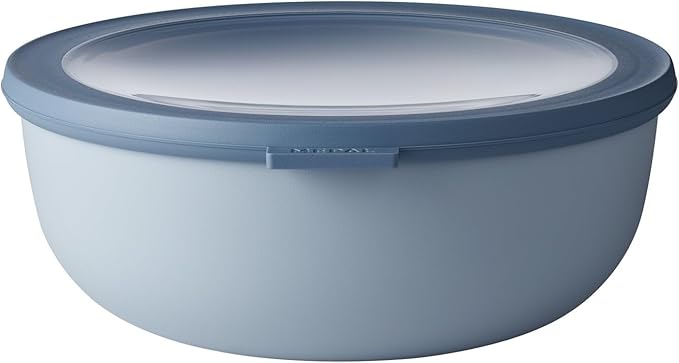 Mepal Cirqula 76oz/2,250ml Multi Food Storage & Shallow Serving Bowl with Transparent Lids | Perfect for Food Prep | Microwave & Dishwasher Safe | Nordic Blue | Made in Holland