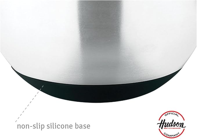 HUDSON Steel Mixing Bowl with Silicione Bases 9.5in (PFOA, PTFE & CADAMIUM)