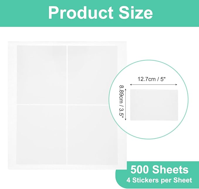 MECCANIXITY 500 Sheets Barcode Label 5 x 3.5 inch Printable Laser and Inkjet Labels Address Labels for Copier Mailing Shipping Labels File Folders Envelopes, 4 Per Page, 2000 Labels