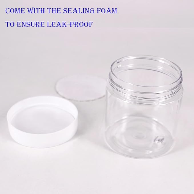 28 Pack 4 oz (120 ml) Plastic Jars with White Lids, Plastic Slime Jar/Containers with Lids, Storage Favor Jars/Empty Plastic Jars for Body Butter, Cosmetics, Scrub (Clear)