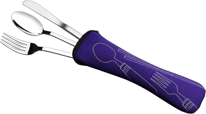 Cand 3 Piece Lunch Cutlery Set with Carrying Case, Stainless Steel Knife Fork Spoon