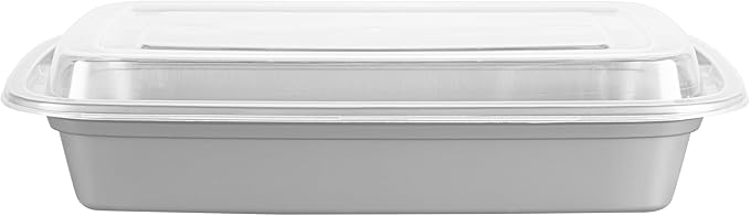Restaurantware Asporto 28 Ounce Take Out Containers, 100 Food Containers With Lids - Microwavable, Disposable, Silver Plastic To Go Food Containers, No BPA, For Take Out And Delivery