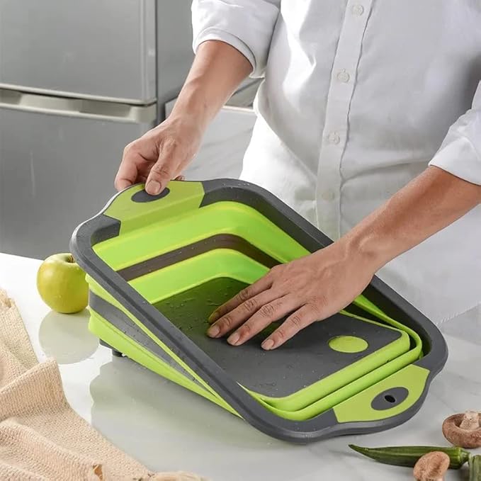 BBQ Prep Tub - Collapsible Chopping Board With Meat Shredder Claws - Food Grade Plastic and Silicone Wash Basin for Seasoning, Veggies - Cutting Board - Camp Kitchen
