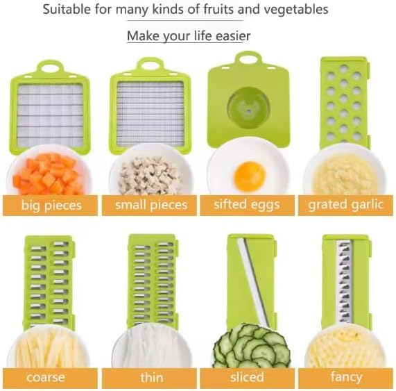 Professional Multifunctional Vegetable Chopper, 16-in-1 Vegetable Chopper and Slicer, Adjustable Vegetable Cutter with Container, Large, Gray