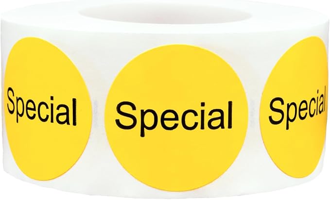 Yellow Special Deli Labels 1 Inch Round Circle 500 Total Adhesive Stickers