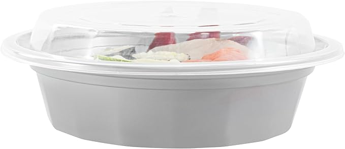 Restaurantware Asporto 16 Ounce Round Take Out Containers, 100 Food Containers With Lids - Microwavable, Disposable, Silver Plastic To Go Food Containers, No BPA, For Take Out And Delivery
