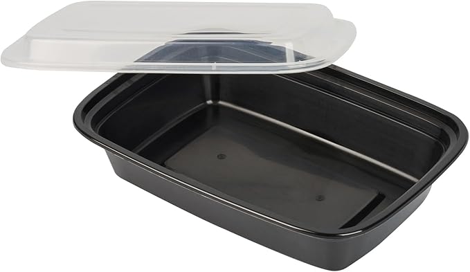 Restaurantware Asporto 24 Ounce Take Out Containers, 50 Food Containers With Lids - Microwavable, Disposable, Black Plastic To Go Food Containers, No BPA, For Take Out And Delivery