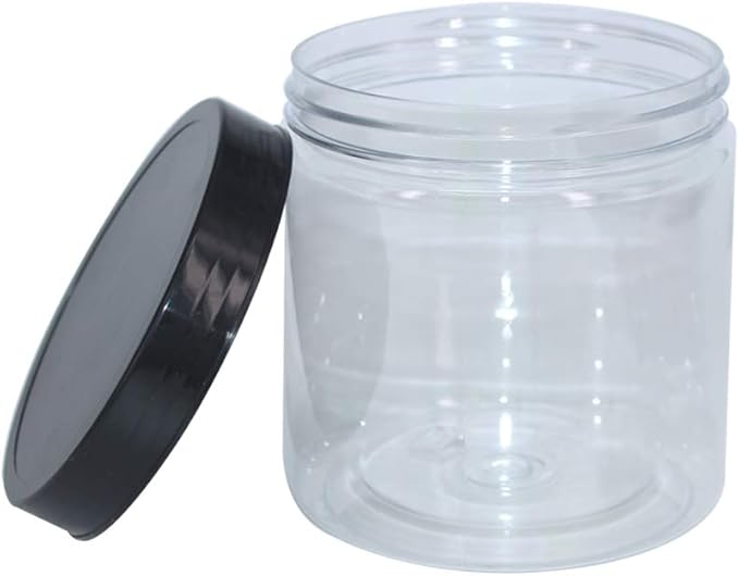 12 Pack 16 oz Plastic Jars with Lids, Extra Labels, 1 Pen, Clear PET Seal Jar for Food Storage,Wide Opening Storage jar For Dry Food, Peanut, Powder, Kitchen & Craft Storage