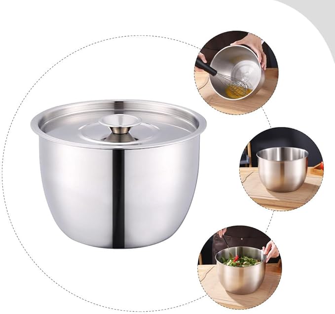 Yardwe Stainless Steel Mixing Bowl with Lid, 8.26 Inch Salad Bowl for Baking, Cooking, Food Storage, Dishwasher Safe, Silver