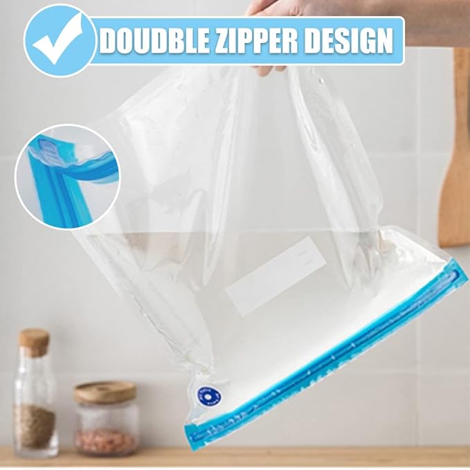 Large Sous Vide Bags,15pcs10.2x13.4in/26 * 34cm BPA Free Reusable Vacuum Sealer Bag,Keep Food Fresh, with 2 Sealing Clips