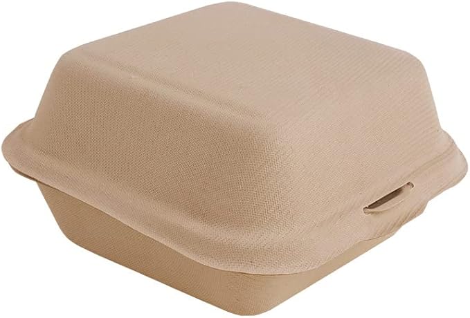 Hand-painted Bento Cake Box 6x6 To Go Containers Compostable Clamshell Take Out Food Containers 50pk Disposable Lunchbox Cake Boxes (Pulp color)