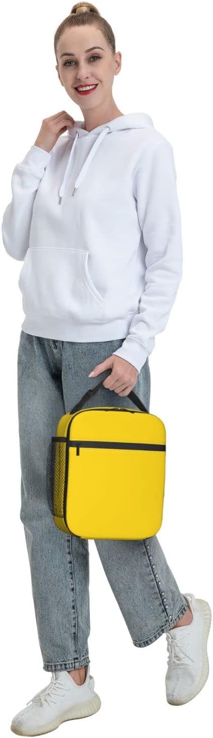 Yellow Lunch Bag for Kids Girls Boys Women Washable Thremal Picnic Meal Box for School Office Insulated Cooler Reusable Portable