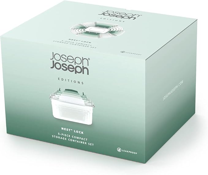 Joseph Joseph Nest Lock, 10 Piece Plastic Food Storage Container set with lids, Leak Proof, Airtight, Space Saving, Kitchen Storage - Sage Green