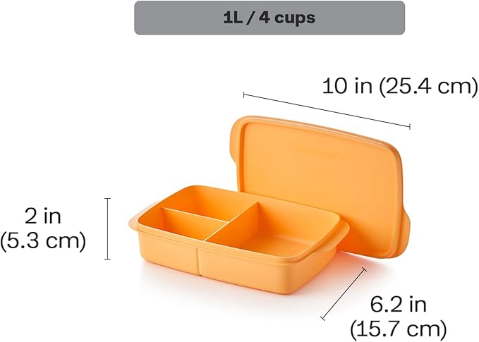 Tupperware Lunch-It Portion & Go Lunch Box Food Storage Container, Dishwasher Safe and BPA Free (4 Cups/1L)