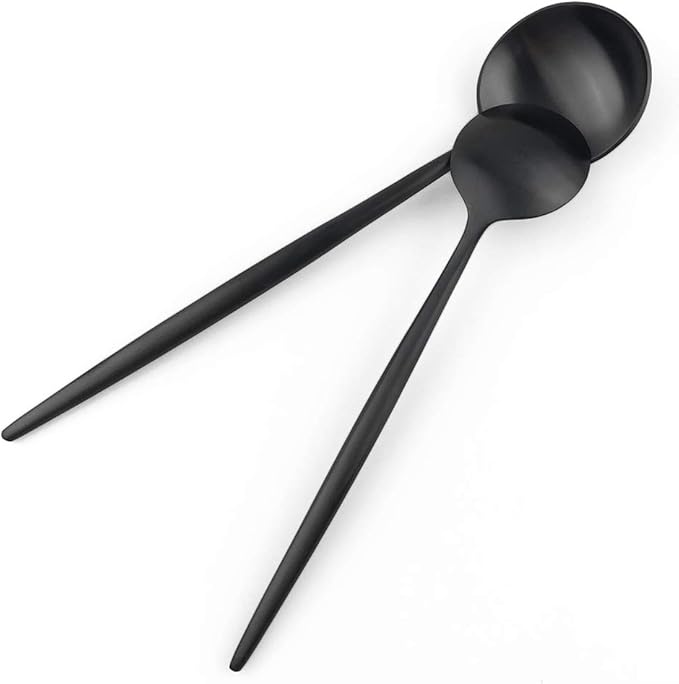 Black Flatware, Royal 5 Piece Luxury Matte Finish 18/10 Stainless Steel Tableware Sets for 1 Including Forks Spoons Knives, Camping Silverware Travel Utensils Set Cutlery (Black)