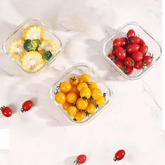 16PC Square Glass Storage Containers With Lids, 2 Cup Glass Food Containers With Lids, Square Meal Prep Bowls, Small Food Bowls For Soup Snack Fruit, Microwave, Dishwasher, Freezer Safe