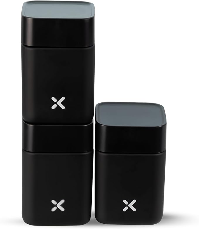 CubeX Miron Ultraviolet Glass Jars 130 ml (4.4 fl oz)| Premium Matte Finish | Stackable & Space Saving Design | Airtight Smell Proof | Screw Top Jars | Ideal for Herbs, Coffee, Spices | Set of 3