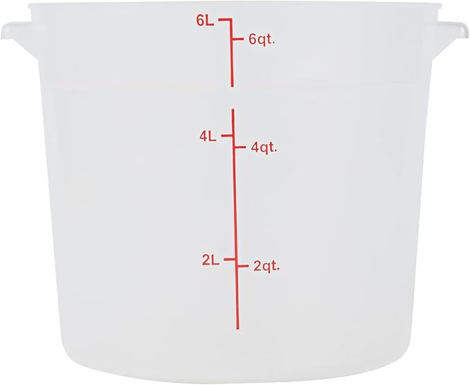 Restaurantware-Met Lux 6 Quart Food Storage Containers, 10 Translucent Storage Containers - Lids Sold Separately, Red Volume Markers, Dishwashable Containers, Side Handles, For Storing Foods