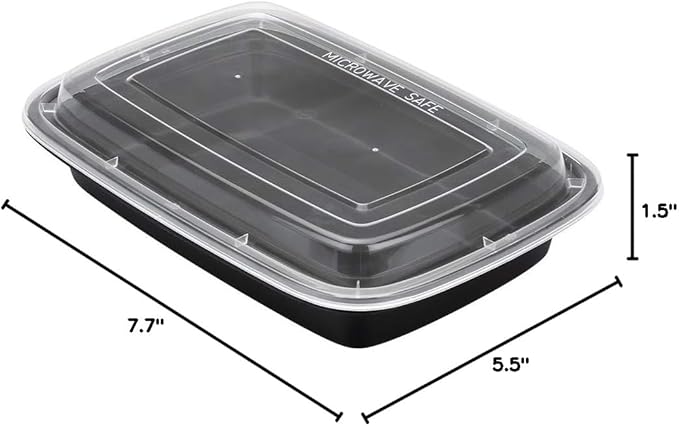 Restaurantware Asporto 16 Ounce To Go Boxes 100 Microwavable Round Soup Containers - Clear Plastic Lids Included Do Not Contain BPA Black Plastic Catering Food Containers Disposable