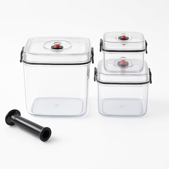 TFORESTER Vacuum Canister Set for Coffee, Tea, Dry Goods – 500ml 1200ml 3000ml Containers with Manual Pump&Time Chart – Food Storage,Bar Essentials, Espresso, Bulk Ground