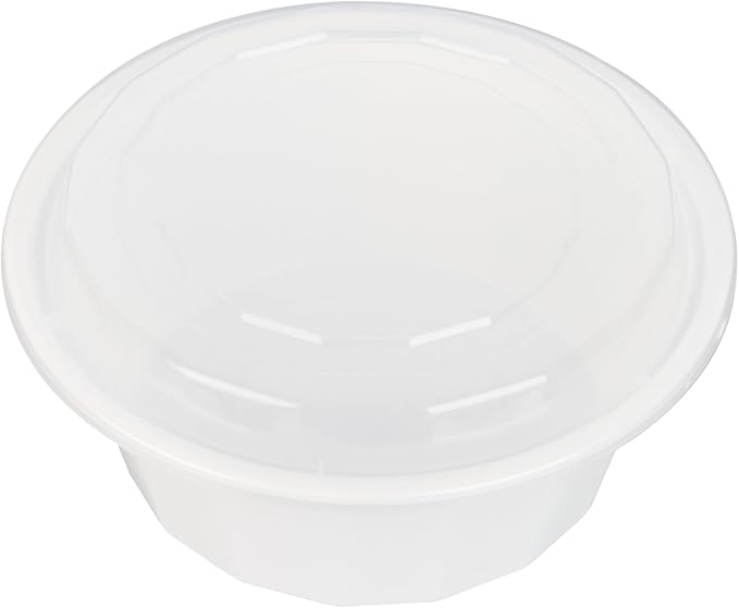 Restaurantware Asporto 32 Ounce To Go Boxes 100 Microwavable Take Out Food Containers - Clear Plastic Lids Included Do Not Contain BPA White Plastic Catering Food Containers Disposable Round