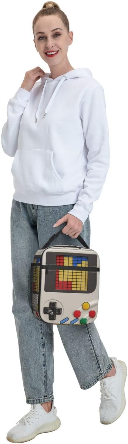 Insulated Lunch Box for Boys Girls Kids Video Game Lunch Box for Work,Picnic,School,Travel,Hiking,Beach or Fishing Polyester Video Game Theme Lunch Bag